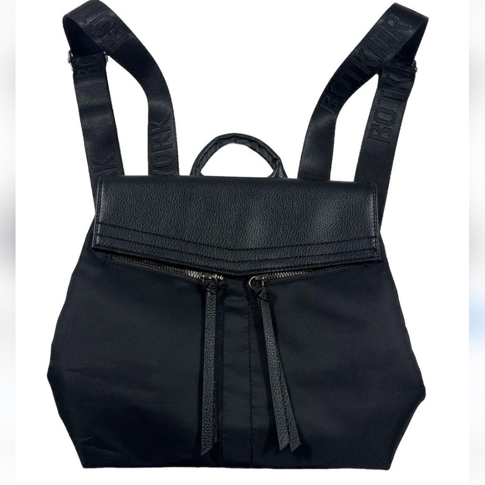 Botkier New York Black Vegan Leather Trim Backpack